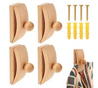 LuLobtg 4Pack Wooden Tapestry Hangers, Heavy Duty Quilt Wall Mount Clips for Rugs, Blankets & Fabric Art Display, Solid Beechwood/Walnut Wall Hanging Hooks with Mounting Screws