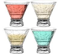 LuLobtg 4pcs Martini Glasses 8OZ Transparent Cocktail Cups Stemless Martini Cups Plastic Crystal Cocktail Tumblers Modern Cocktail Glass for Bar Martini Evening Parties Birthdays(B)
