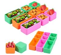 LuLobtg 9 Pcs Silicone Snack Food Box Meal Box Divider Square/Rectangle Baking Cups Portable Food Container Snack Platters Temperature Resistant 2×2×1.5in 4×2×1.5in