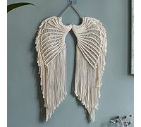 LuLobtg Angels Wing Wall Hanging Tapestry, Woven Boho Cotton Rope Tapestry Wall Ornaments, Bohemian Creative Macrame Decoration with Long Tassels for Home Room Art Decor Craft Gifts