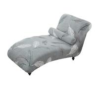 LuLobtg Armless Chaise Lounge Cover with Round Pillow Cover, Indoor Stretch Chaise Sofa Slipcover, Living Room Bedroom Recliner Slipcovers, Soft Lounge Chair Protector Covers Set(Green)