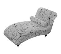 LuLobtg Armless Chaise Lounge Cover with Round Pillow Cover, Indoor Stretch Chaise Sofa Slipcover, Living Room Bedroom Recliner Slipcovers, Soft Lounge Chair Protector Covers Set(Grey)