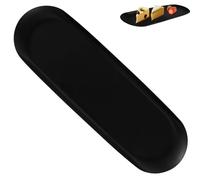 LuLobtg Bathroom Organiser Vanity Tray Stainless Steel Ornaments Plate Decorative Cosmetic Trinket Tray for Towel Candle Tea Fruit Key Jewelry Dish(Black 30 * 9.5cm)