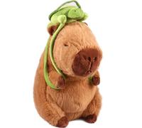 LuLobtg Capybara Plush Toy Cartoon Stuffed Animal With Turtle Pillow Cute Brown Guinea Pig Doll for Boys and Girls at Birthday Halloween Decoration (33cm)