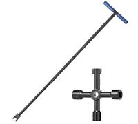 LuLobtg Extendable Stopcock Key 17-37 Inch, Heavy Duty Carbon Steel Water Meter Wrench with 4-Way Utility Tool, Adjustable T-Handle Stop Tap Tool for UK Underground Mains, Valves & Emergencies