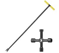 LuLobtg Extendable Stopcock Key 17-37 Inch, Heavy Duty Carbon Steel Water Meter Wrench with 4-Way Utility Tool, Adjustable T-Handle Stop Tap Tool for UK Underground Mains, Valves & Emergencies