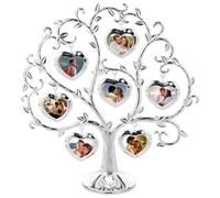 LuLobtg Family Tree Photo Frame with Hanging Picture Frames Metal Tree Shape Photo Display Free Standing Home Decoration for Wedding Baby Shower(silver)