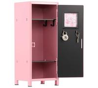 LuLobtg Mini Metal Lockers 4.1''x4.1''x11'' Talk Locker with Lock&Key,Small Safe Box Locker for Money, Miniature Storage Locker Lockable Unit for Bedroom Office School(Pink)