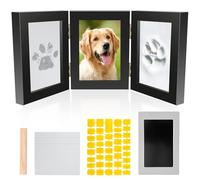 LuLobtg Paw Print Kit for Dogs & Cats, Memory Picture Frame with Safe Non-Toxic Clay, Keepsake Kit with inkless Ink Pad for Pet Lovers and Memorials
