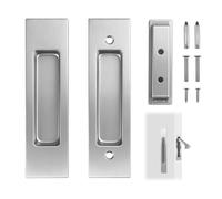 LuLobtg Pocket Door Pull Handle 304 Stainless Steel Sliding Door Handles and Edge Pull Set Handles Hardware for Closet Barn Cabinet(Silver)