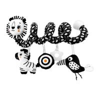 LuLobtg Spiral Pram Toys for Babies, Car Seat Crib Hanging Toy for Babies 0-6 Months, Infant Stroller Activity Plush Toy, Newborn High Contrast Black White Baby Sensory Toys(Lion)