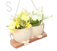 LuLobtg Swing Face Planter Pot, Cute Hanging Resin Flower Head for Indoor and Outdoor Plants, Novelty Decorative Succulent Plant Pots for Home Office Balcony Garden