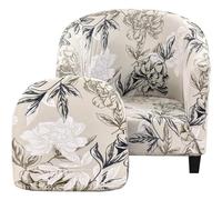 LuLobtg Tub Chair Covers 2 Piece Set High Stretch Bucket Chair Covers Armchairs Slipcover Removable Washable Sofa Couch Cover for Bar Counter Dining Living Room Office(Flower)