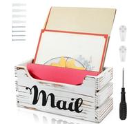 LuLobtg Wood Mail Organizer Desktop Vintage File Holder Letter Rack Box 26.2x11.4x10.2cm Postcards Envelope Storage for Office Home Desktop Wall(white)