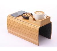 LuLobtg Wooden Sofa Armrest Tray with Cup Holder, Foldable Couch Arm Table & Remote Control Organizer, Anti-Slip Armchair Side Tray for Snacks, Drinks & Cellphone, Fits Most Straight & Curved Arms
