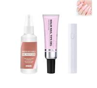Lulou Magic Solid Nail Glue Kit 3-In-1 Nail Art Kits, Solid Nail Glue Gel for Nail Tip Press on Nails, Strong Adhesive Solid Nail Tips Gel for Nail Art