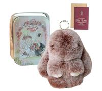 Lulu Bunny Keychain with Tin Box, Soft Cute Trinket Keychain, Plush Bunny Pendant, Cute Rabbit Key Ring Charm Handbag Ornaments for Women and Girls (D)