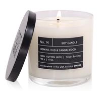 Lulu Candles | Jasmine, Oud & Sandalwood | Luxury Scented Soy Jar Candle | Hand Poured in The USA | Highly Scented Long Lasting (6 Oz.)