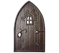 Lulu Decor 100% Cast Iron Antique Brown Miniature Fairy Door, Garden Ornament for Bottom of Trees (5 Inches)