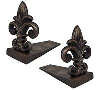 Lulu Decor 100% Cast Iron Fleur De Lis Door Stopper, 5 lbs 11 oz, Well Built Door Stopper, 6.50" H, 8" L - 2 Pc Set