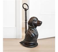 Lulu Decor, Cast Iron Dog Heavy Door Stopper with Adjustable Handle, Realistic Antique Brown Finish for Dog Lovers 9 lbs