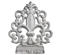 Lulu Decor, Cast Iron Fleur De Lis Door Stop, Door Stopper in Antique White Finish, Beautiful and Useful Product, Simply Insert Flat Base Underneath Your Door Space, Works Great