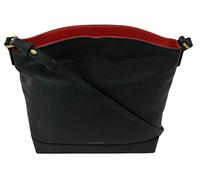Lulu Guinness Peekaboo Lip Vanessa Shoulder Bag Medium Top Zip Leather Handbag (Black/Red)