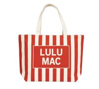 LULU MAC Canvas Tote Bag, Polka Dot, Stripe, Solid Reusable, Lightweight, One Size, Red White Stripe, One Size