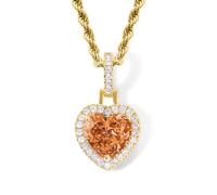 Lulu Mel Love Diamond Heart Pendant Necklace Cubic Zirconia Necklace for Women Men, Iced Out Colored Birthstone Pendant Gift Valentine's Day/Mother's Day/Christmas/Anniversary/Birthday Gift, One size