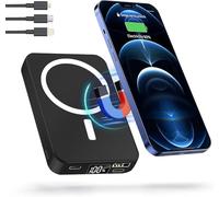 LuLuanping Wireless Powerbank 10000 mAh, Magnetic Power Bank with LED Display, PD 20 W Fast Charging, Mini Mag-Safe Battery Pack for iPhone 15/14/13/12/Mini/Pro/Pro Max (Black)