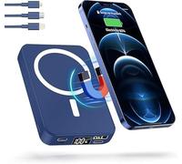 LuLuanping Wireless Powerbank 10000 mAh, Magnetic Power Bank with LED Display, PD 20 W Fast Charging, Mini Mag-Safe Battery Pack for iPhone 15/14/13/12/Mini/Pro/Pro Max (Blue)