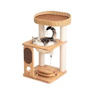 LULUCAT Cat Tower, Freestanding, Stylish, Cushioned Bed, Large Base, for Multiple Cats, Compact, Winter and Summer Use, Summer Mat Included, for Large Cats (81cm Brown)