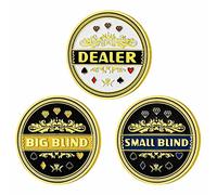 LuluCircle Dealer Button, Small Blind, Big Blind, Poker Guard, Poker Gifts for Men, Poker Accessories, Poker Chips with Plastic Case (Position Marker), 3 pcs (Poker Buttons)