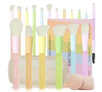 LULUCOLORS 18-Pcs Makeup Brush Set for Beginners - Travel-Friendly with Soft Arthritis-Friendly Handles & Non-Shedding Bristles | Includes Storage Bag, Eyeshadow Brushes & Sponges (Multi-Color)