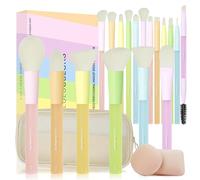 LULUCOLORS 18 Piece Makeup Set for Beginners: Travel Friendly, Soft Grips & Sticky Bristles, Includes Bag, Eyelid Brush & Sponge (Multi-Colour)