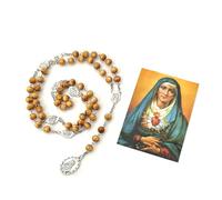 lulucross Seven Sorrows of Mary Rosary Chaplet Rose Scented 7 * 8mm Wooden Beads Catholic Jewelry Necklace for Pray (Red), One Size, Wood, No Gemstone
