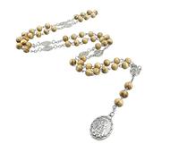 lulucross Seven Sorrows of Mary Rosary Wooden Beads Catholic Jewelry Necklace for Pray, One Size, Wood, No Gemstone