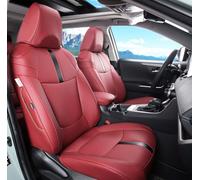 LuLuDa Custom Fit RAV4 (for Hybrid) Seat Covers Full Set for Toyota RAV4 Hybrid 2019 2020 2021 2022 2023 2024 2025 with Waterproof Faux Leather (Wine red, LU01-Hybrid)