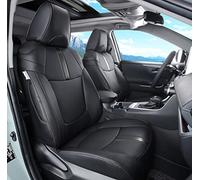 LuluDa Custom Fit RAV4 Seat Covers Full Set for Toyota RAV4 2019 2020 2021 2022 2023 2024 2025 LE Limited XLE Hybrid with Waterproof Faux Leather (Black, LU01-Hybrid)