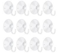 FieldTulip 12 Pieces 1.2 inch Small Suction Cups Hooks Clear Reusable Plastic Sucker Hanger Hooks for Decoration Glass Door Window Wall Home Bathroom Kitchen