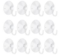 FieldTulip 12 Pieces 1.2 inch Small Suction Cups Hooks Clear Reusable Plastic Sucker Hanger Hooks for Decoration Glass Door Window Wall Home Bathroom Kitchen
