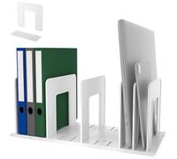 LuluEasy Adjustable Vertical File Sorter Sturdy Plastic Expandable Upright File Holder, Desktop Binder Organizer, Home School Office File Organizer Bookshelf Divider, Assemble Easily Endlessly, White