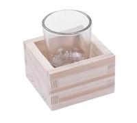 LULUG Traditional Sake Cup Clear Sake Cup Sake Bottle 1 Set Sake Glass Tea Mug with Square Wood Container Glass Wine Glasses (5.7 * 7.5cm)