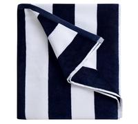 LULUHOME Plush Oversized Beach Towel - Fluffy Cotton 36 x 70 Inch Navy Blue Striped Pool Towel, Large Summer Swimming Cabana Towel