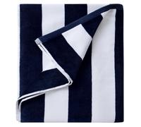 LULUHOME Plush Oversized Beach Towel - Fluffy Cotton 36 x 70 Inch Navy Blue Striped Pool Towel, Large Summer Swimming Cabana Towel