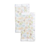 lulujo Baby Security Lovey Blankets| Unisex Softest Breathable Cotton Muslin Security Blanket with Silky Satin Trim| Neutral Comforting Blanket for Girls & Boys | 16in by 16 in| Jungle Safari