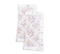 Lulujo Baby Security Lovey Blankets| Unisex Softest Breathable Cotton Muslin Security Blanket with Silky Satin Trim| Neutral Comforting Blanket for Girls & Boys | 16in by 16 in| Unicorn