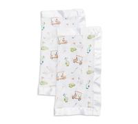 Lulujo Baby Security Lovie Blankets| Unisex Softest Breathable Cotton Muslin Security Blanket with Silky Satin Trim| Neutral Comforting Blanket for Girls & Boys | 16in by 16 in| Golf