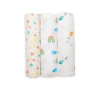 Lulujo Bamboo Swaddle Blanket, High In the Sky, Pack of 3