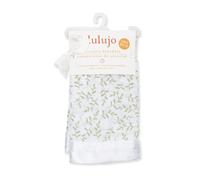 lulujo Security Lovey Blankets| Unisex Softest Breathable Cotton Muslin Security Blanket with Silky Satin Trim| Neutral Comforting Blanket for Girls & Boys | 16in by 16 in| Greenery